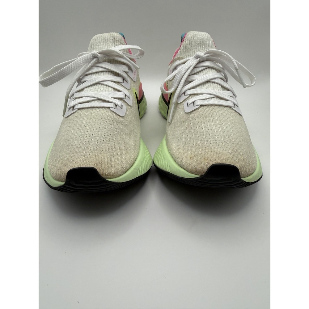 Nike React Infinity Run Flyknit White Volt Pink Women's Running Shoes Size 8 - Picture 4 of 7